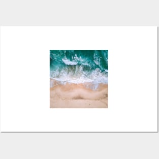 Turquoise Blue Ocean Shore Waves Posters and Art